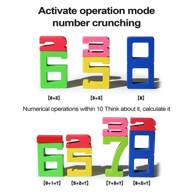 كتل الرياضيات 1-10 أرقام اللبنات الخشبية أنشطة التعلم للمهارات الحركية الدقيقة لعبة العد للأطفال الذين تتراوح أعمارهم بين 3 سنوات