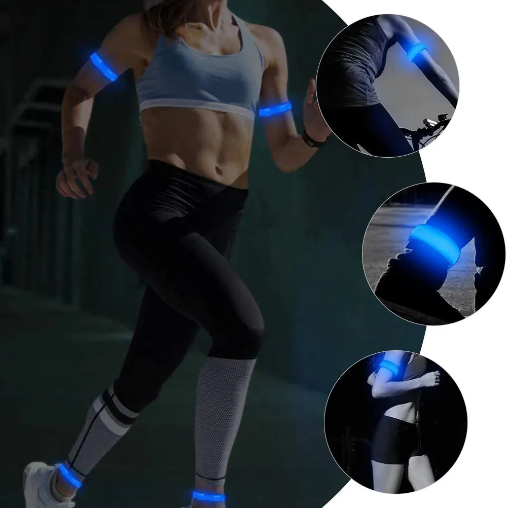 

2Pcs Rechargeable LED Glowing Armbands Adjustable Safety Straps Reflective Night Running Wristbands Outdoor Equipment