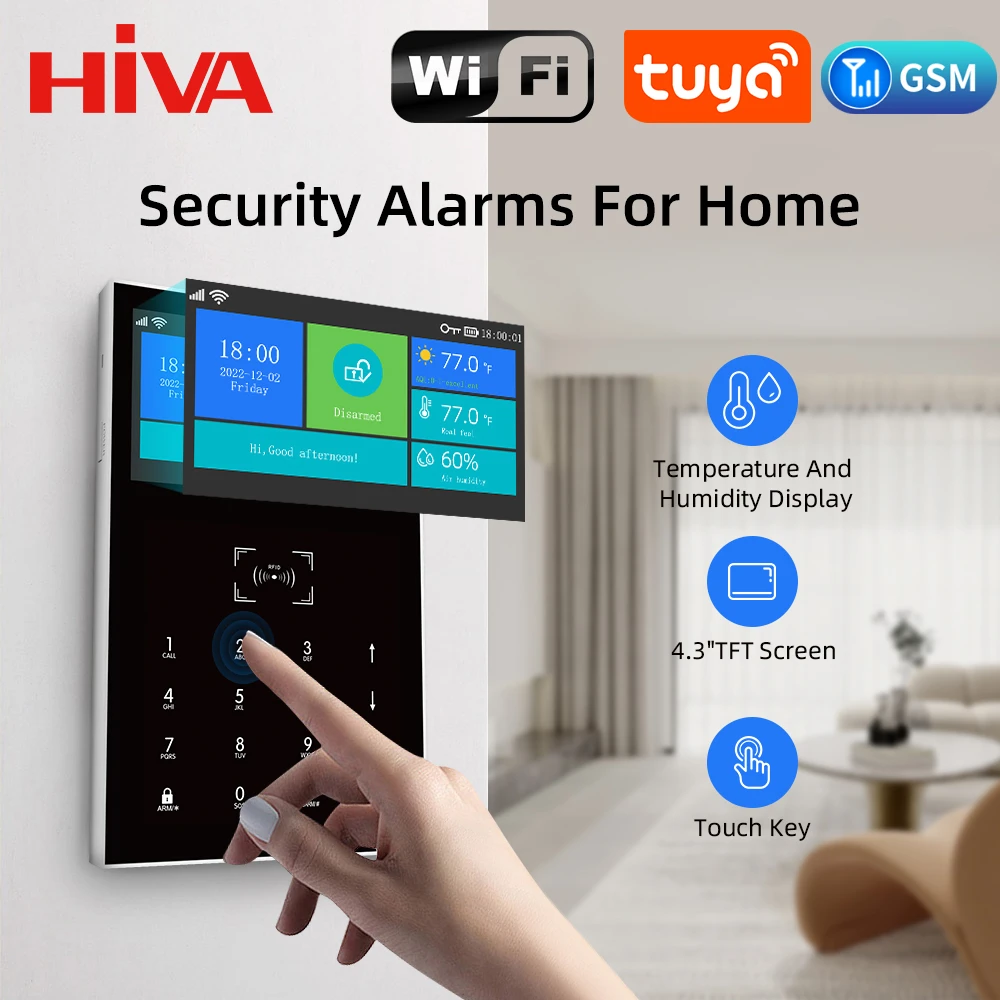 HIVA Tuya Smart Home Alarm System Suitable For Family Indoor Alarm WiFi Phone Remote Security Alarm Support Alexa & Google Home