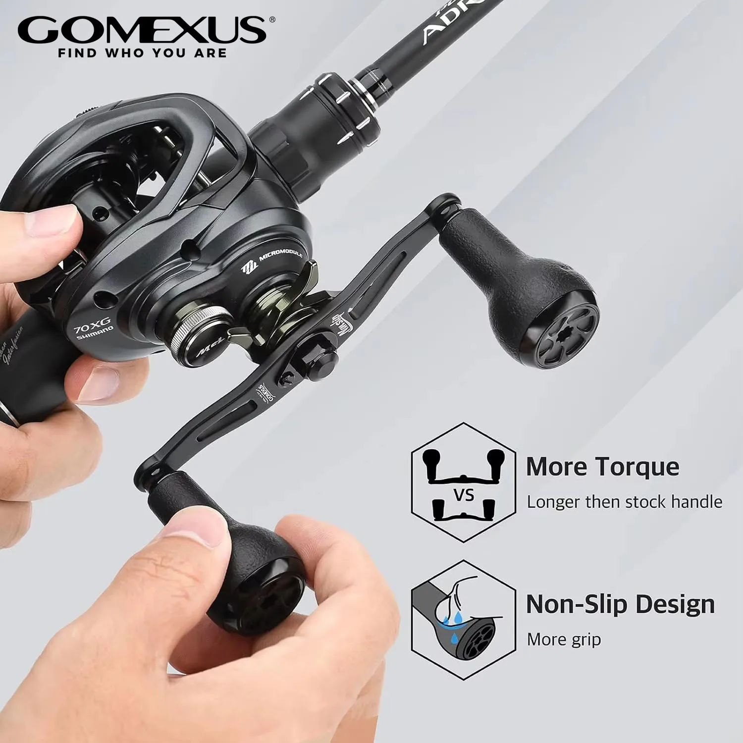 GOMEXUS - Manivela de Potencia Antideslizante de 100 mm con Perilla de TPE de 27 mm, Compatible con Carretes de Pesca Shimano, Daiwa, Abu Garcia