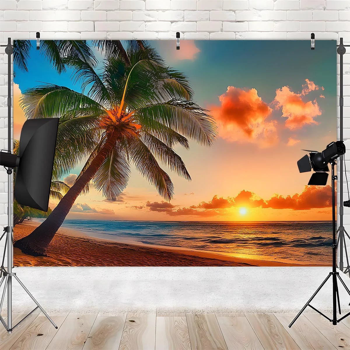 Beach Sunset Palm Tree Tapestry Tropical Living Room Wall Hanging Decor Ocean View Vacation Mode Relaxation Coastal Home Decor
