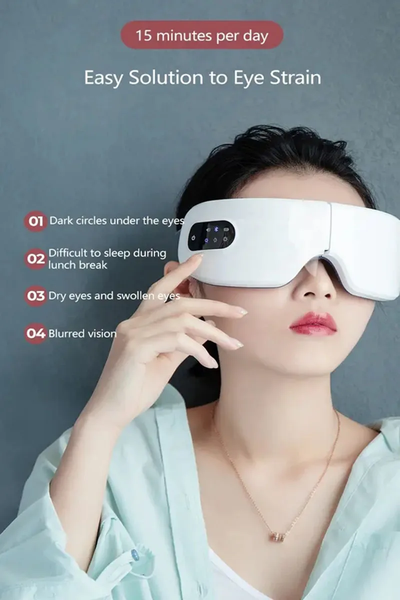 

Bluetooth music eye massager can improve eye fatigue, eye bags, and dark circles. Foldable 4-speed hot compress massager