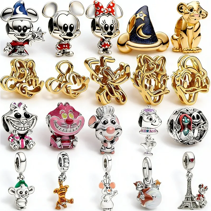 Hot Sale DIY Mickey Minnie Simba Cooking Mouse King Multi-type Charm Bead Pendant Fit Original European Snake Bone Bracelet Gift