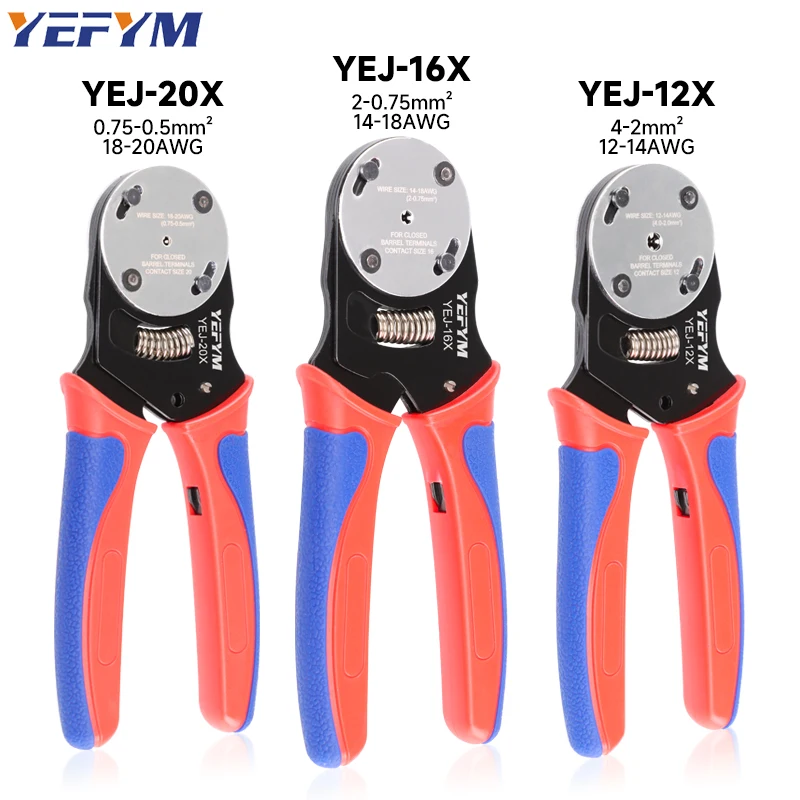 Deutsch Crimp Tool,YEJ-12X/16X/20X Closed Barrel Crimper: 4-Way Indent Connector Crimping Tool for Deutsch Solid Contacts Pliers