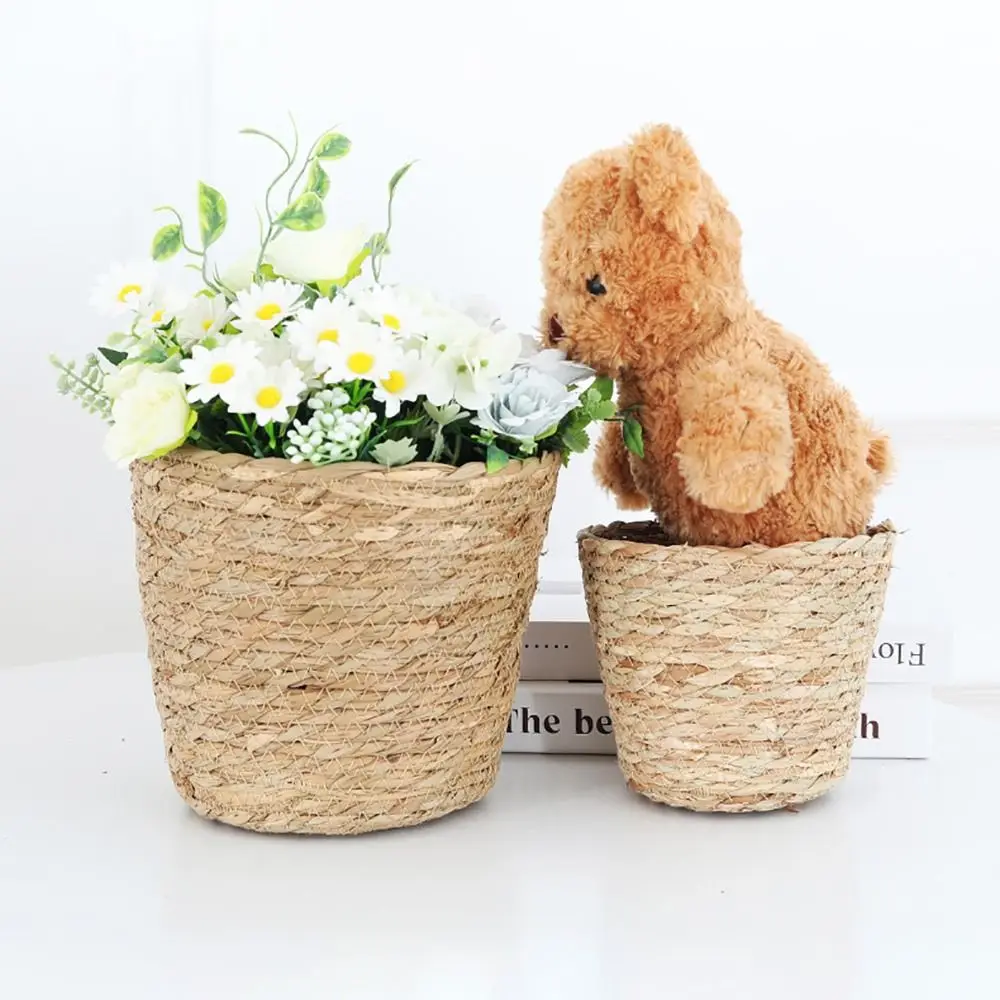 1Pcs For Garden Terraces Flower Pot Basket Planter Basket Furniture Decoration Grass Woven Flowerpot Mini/S/M/L Rattan Straw