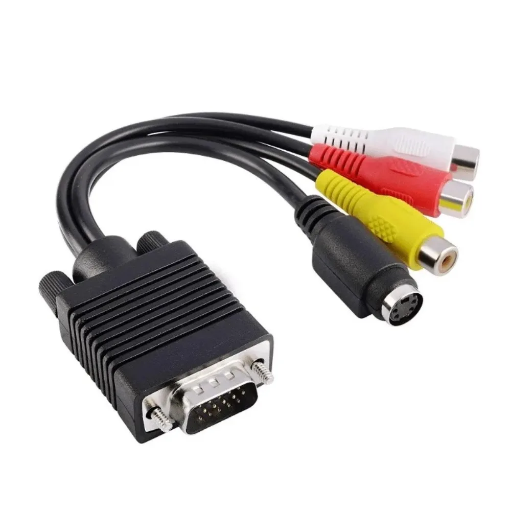 VGA to S-Video 3 RCA Composite AV Adapter Cable VGA Male to S-Video 3RCA Female Converter Cord For PC Connect To TV Output