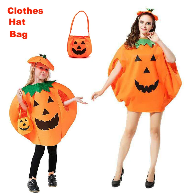 2024 Halloween Gift for Adult and Kid Pumpkin Cosplay Costume Clothing Bag Hat Set Hallowmas Party Boy Girl Costume