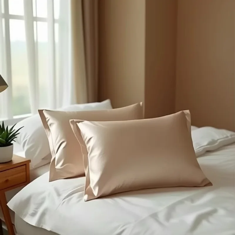 a pair，Simulation silk pillowcase, solid color double-sided jacquard Amazon envelope pillowcase