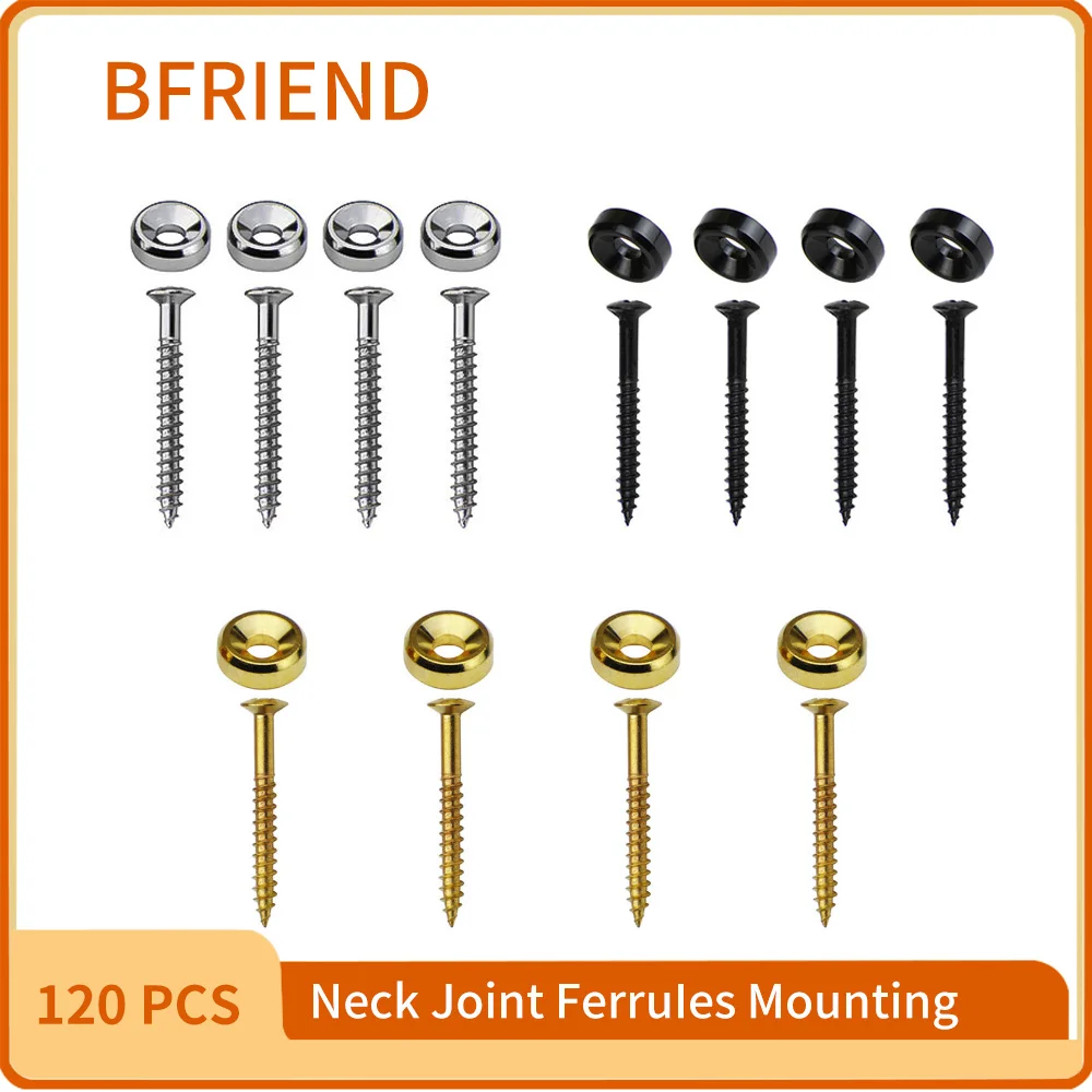 

120pcs Metal Electric Guitar Neck Mounting Ferrules Bushing with Screws Guitar Parts Replacement