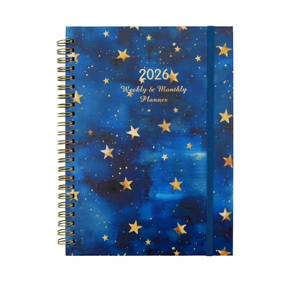الإنجليزية 2026 جدول مخطط المفكرة 12 شهرا مقاومة للاهتراء A5 جدول الأعمال دفتر التخطيط ورقة سميكة المحمولة