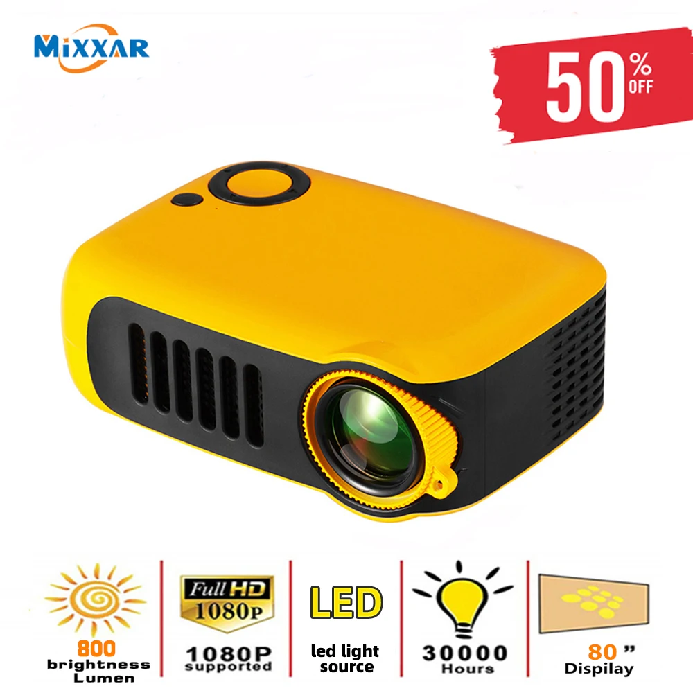 Z5 New A2000 Mini Projector 320x240 Pixels 800 Lumens Portable LED Home Multimedia Video Player Built-in Speaker screen