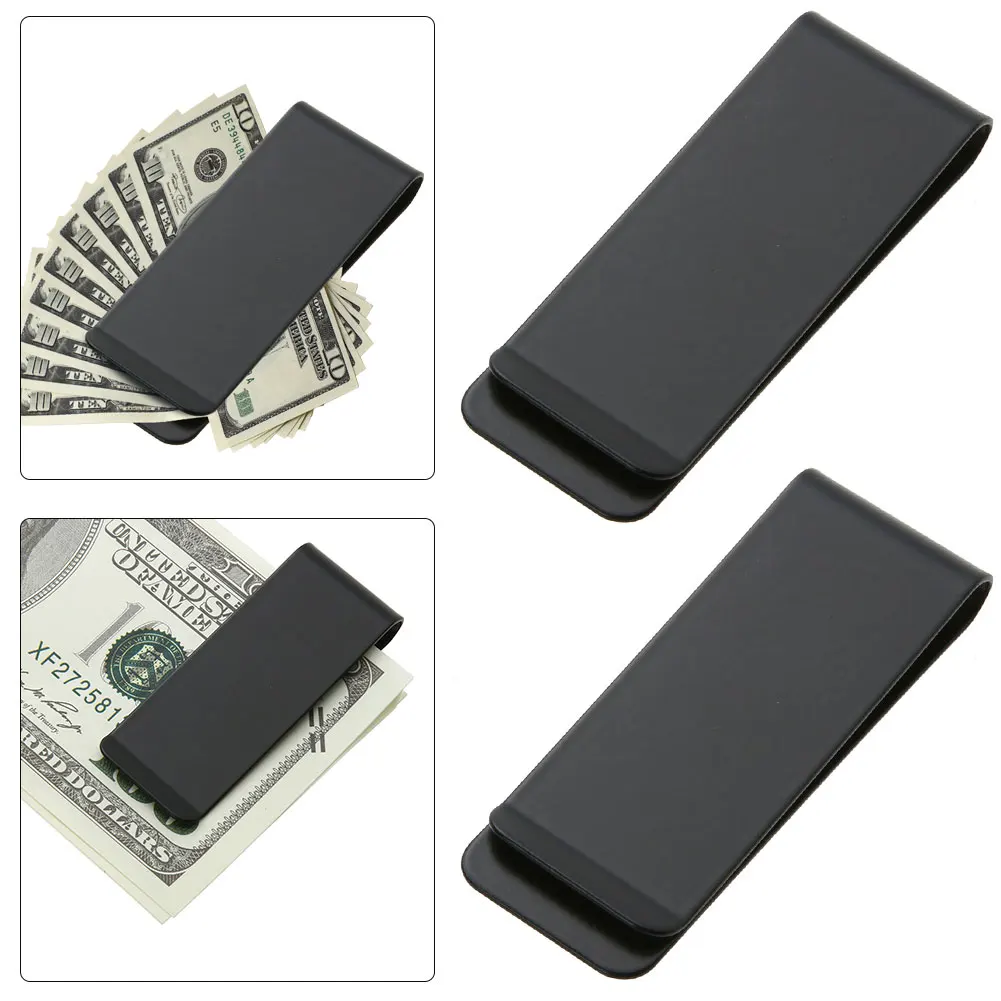 

2 шт. металлические зажимы для денег из нержавеющей стали, зажимы для воротника (черные)