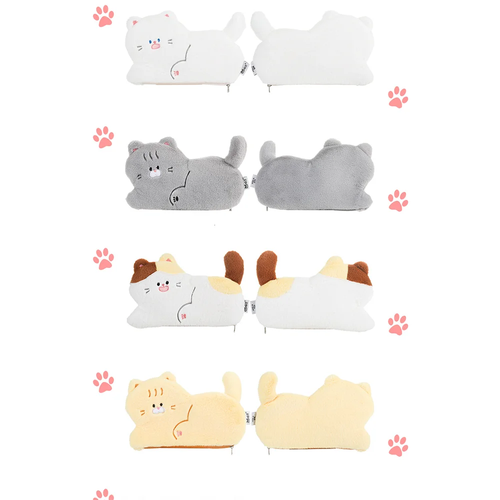 Korean Cat Plush Pencil Case For School Supplies MINI Wallet Bag INS Lipstick Skincare Storage Bag And Makeup Bag Couple Gifts