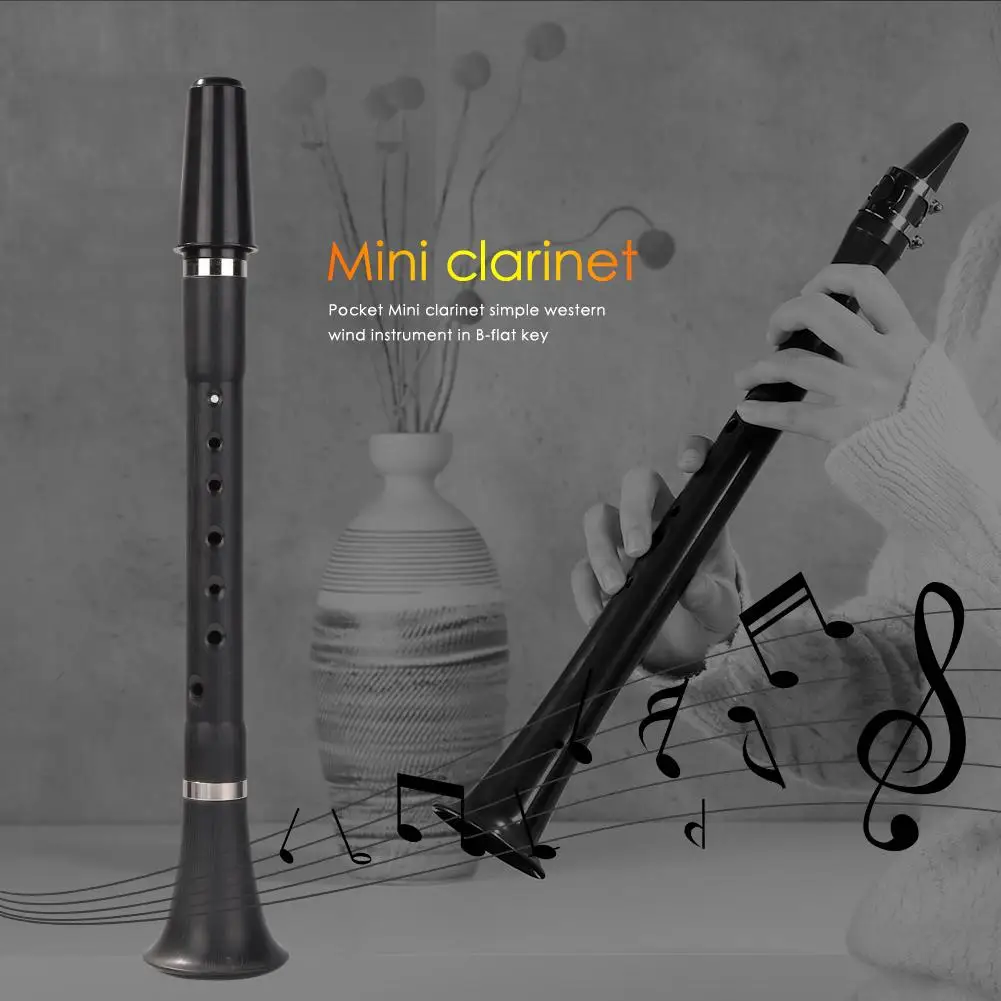 Mini Bb B Flat Clarinet Clarionet Woodwind Instrument for Beginners Practice Musical Instrument for Tyro Music Lover