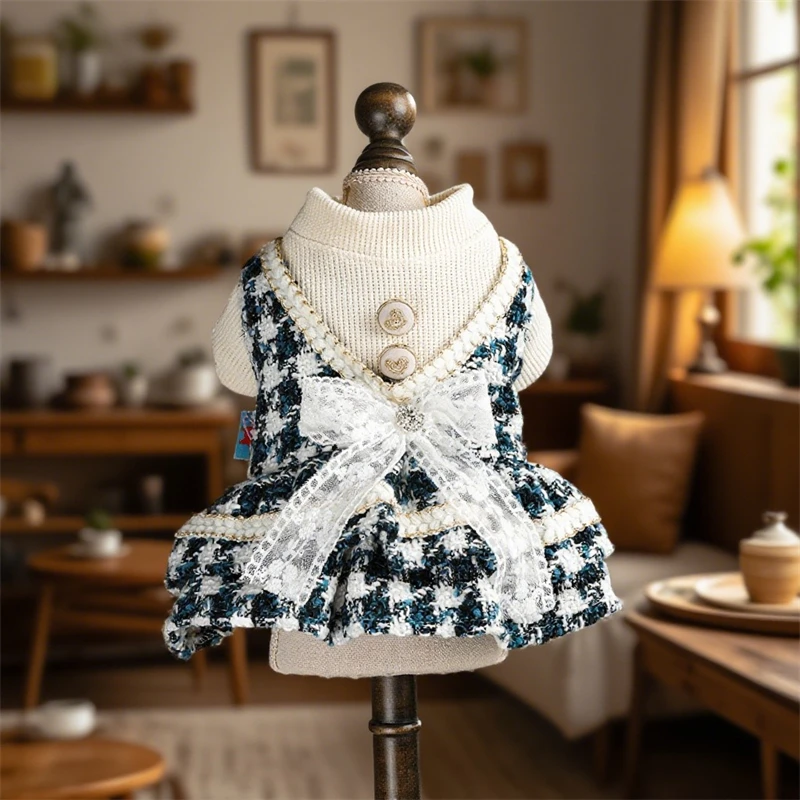 Princess Small Medium Dog Clothes New Year Autumn Winter Sweet Party Overalls for Cats Maillard Fashion Girl Chihuahua Dress