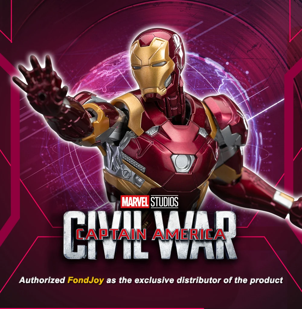 Fondjoy Anime Figure Iron Man MK46 Model Kit 1/12 Infinity Saga Ironman Mark 45 Mark 46 Assembly ABS Joint Movable Kids Toy Gift