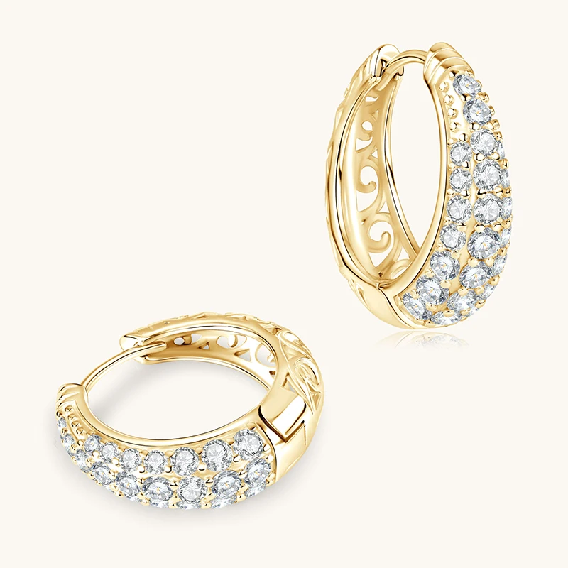 Anziw Micro Paved Full Moissanite Hoops Earrings Silver 925 Dazzling Diamond Ear Luxury Jewelry for Women Men Party Wedding Gift