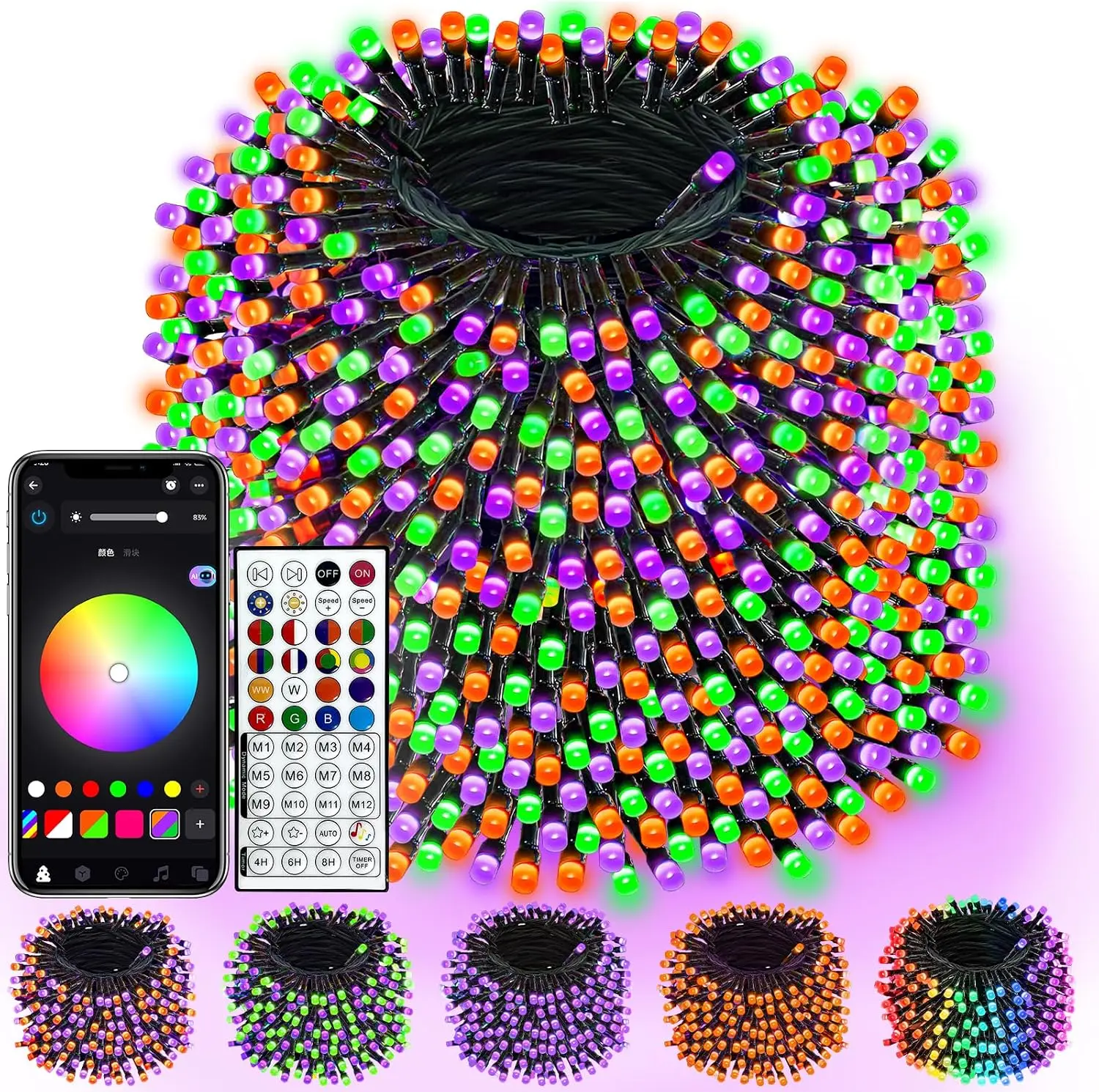341FT Smart RGB Color-Changing String Lights with 1000 LEDs, App-Controlled Halloween Lights
