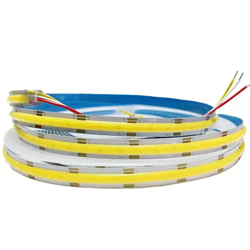 CCT COB LED Strip Light 12V 24V Double Color Dual Colour High Density Linear Tape 2700K To 6500K CRI90 RA90 Dimmable Ribbon Rope