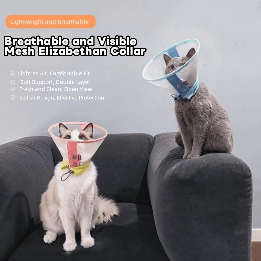 

Anti-Bite Cat Elizabeth Collar Soft Breathable Pet Neck Cone Stop Licking Comfortable Dog Protective Head Cover Recovery