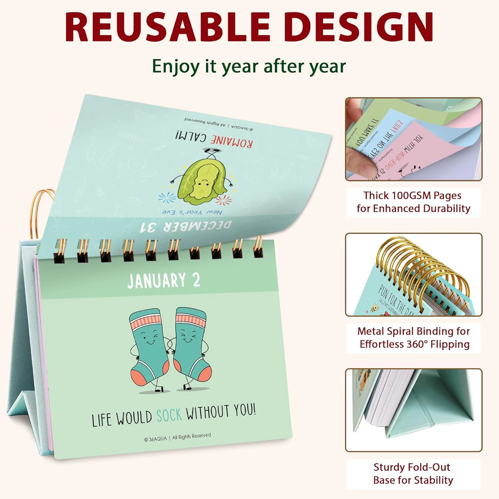 بوني 2026 تقويم سطح المكتب الإبداعي ديكور مكتب تحفيزي محمول مع تصميم فريد لمكان العمل المنزلي