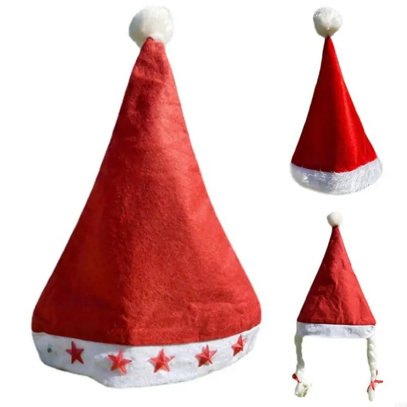 P88B Red Christmas Hat Cloth Santa Hat for Annual Ceremony Supplies for Family Friend