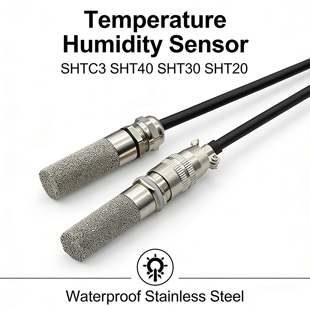 1PCS IIC Digital Temperature Humidity Sensor SHTC3 SHT40 SHT30  SHT20 High-Precision Probe Waterproof Stainless Steel