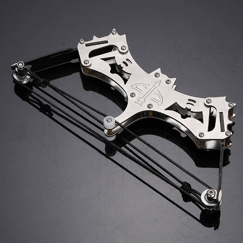 Mini arco y flecha plateado Universal de acero inoxidable de 4,5 pulgadas, Mini arco recurvo compuesto, juguete de tiro para deportes al aire libre, forma de pájaro