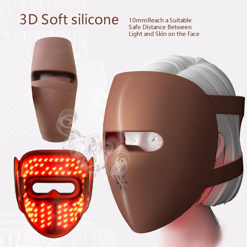 Maschera per il viso e il collo a LED 3C in morbido silicone di alta qualità Terapia della luce Design ergonomico per una vera cura della pelle antietà a casa e in viaggio