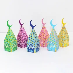 6/12pcs Eid Mubarak Gift Box Moon Lantern Packaging Boxes 2025 Ramadan Mubarak Home Decoration Muslim Eid Al Adha Party Supplies