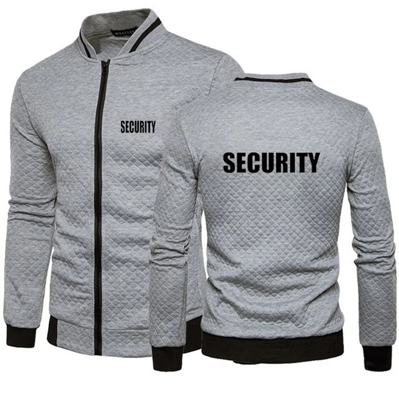 Spring and Autumn Men's SECURIY Printed Safety Outdoor Stand Collar Casual Fashion Zipper Jacket Slim Jacket