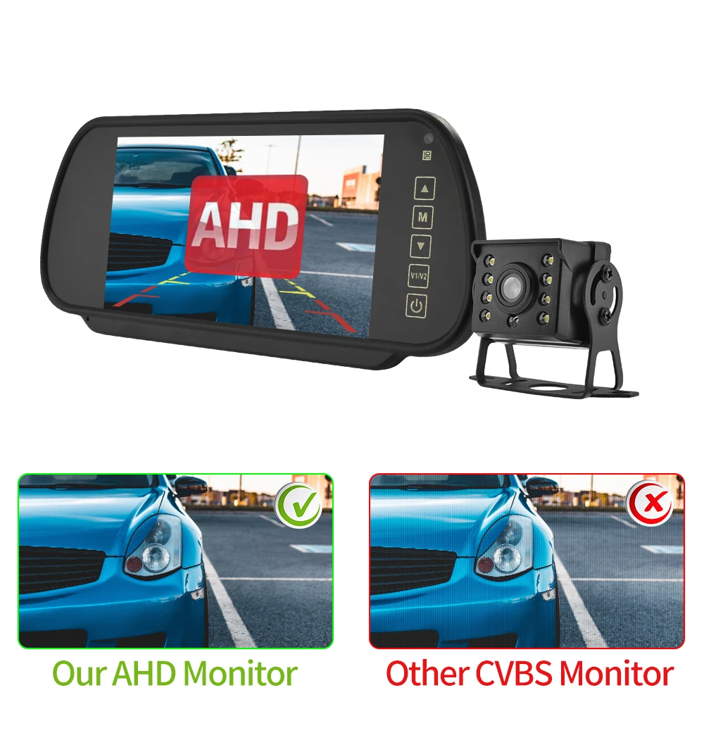 Monitor Da 5 Pollici Per Specchietto Retrovisore - Display Con 2 Ingressi Per Telecamera Di Retromarcia, Universale - 10