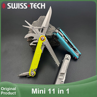 SWISS TECH 11 in 1 Mini Multitool Folding Knife EDC Outdoor Camping Survival Tools Pocket Knife Scissors Screwdriver