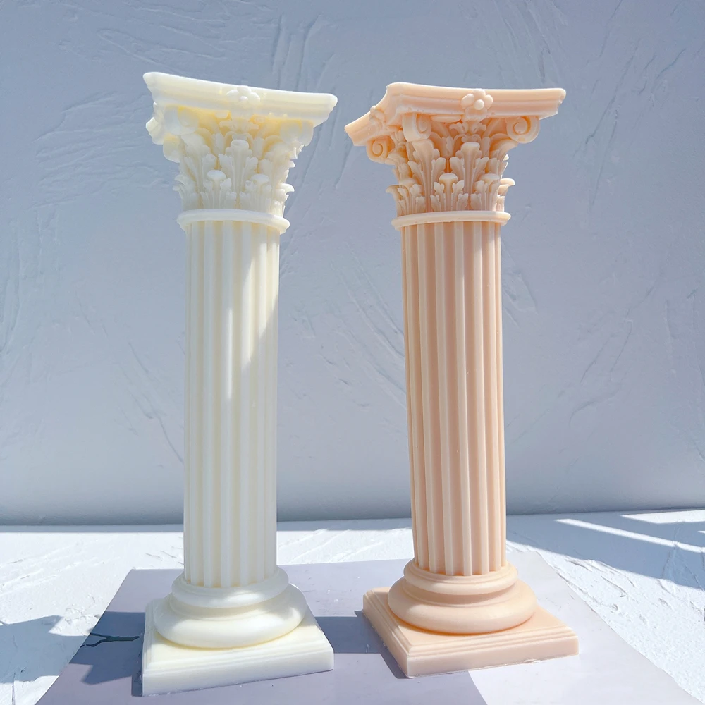 

3D Architecture Sculpture Home Decoration Corinthian Column Silicone Mold Large Size Classic Greek Roman Pillar Candle Molds