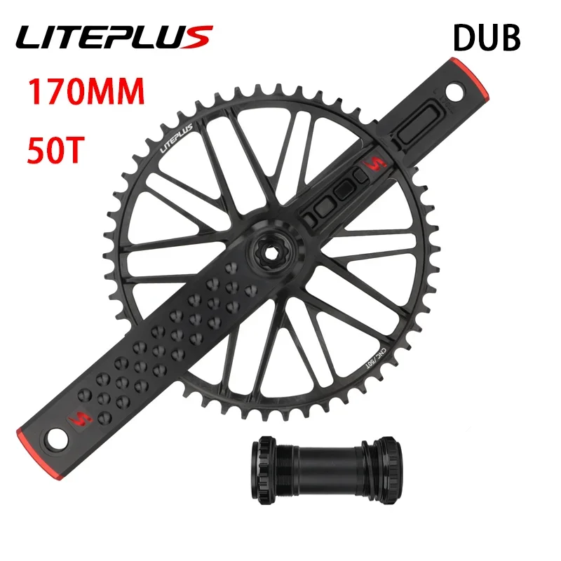 LITEPLUS Folding Bicycle Crankset DUB Bottom Bracket 170mm Hollow Crank 50T Single narrow wide Chainring Wheel for Road Bike