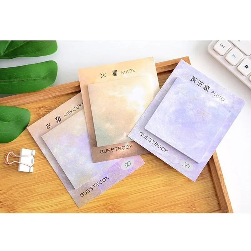 Kawaii Sticky Notes Planet Series Colored Memo Pad 11x9cm Bookmark Decorative for Students School Office Stationary