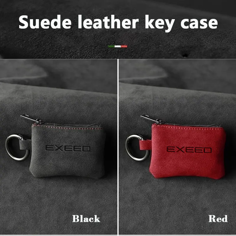 

Suede Leather Car Key Case Full Cover Protection Shell Bag Exclusive Keychain key case with 3D logo For Chery Exeed Car