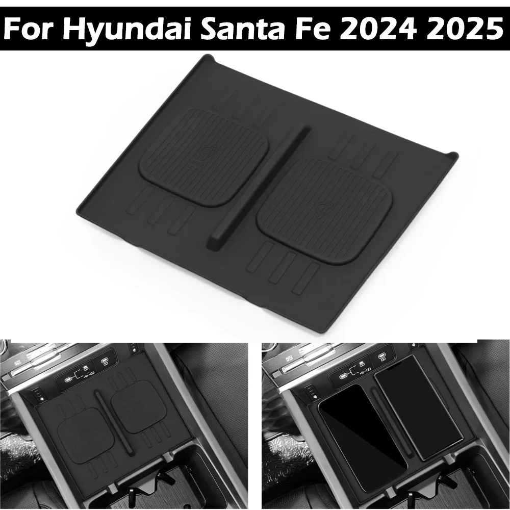 

Wireless Charger Mat for 2024 2025 Hyundai Santa Fe Car Center Console Anti-Slip Protector Pad Silicone Interior Accessories