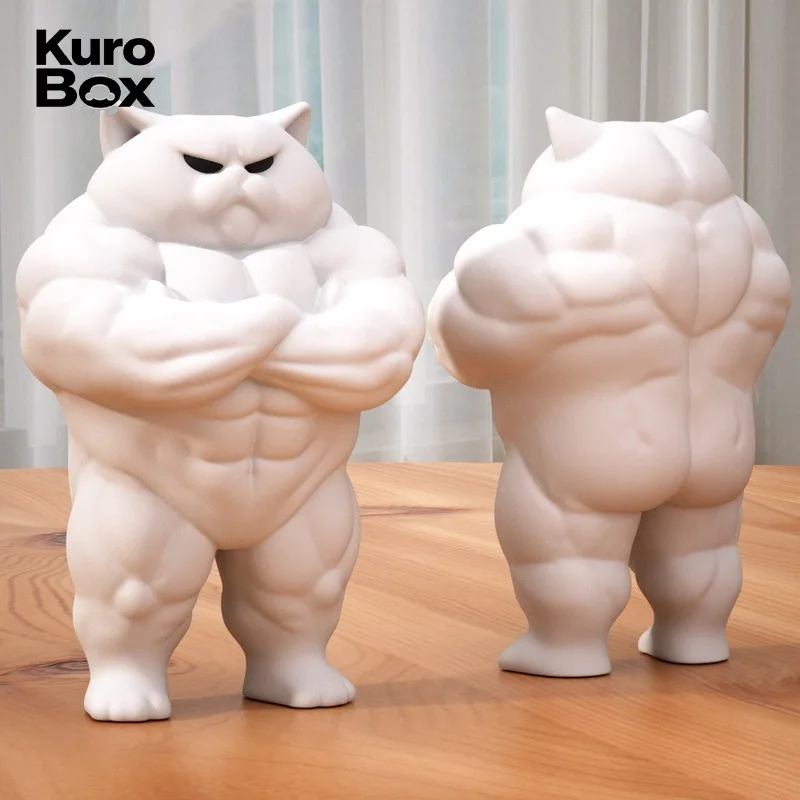 

Фигурка мышечного кота 10 см со скрещенными руками, милая сильная пластиковая модель котенка, забавное украшение для стола, коллекционная игрушка
