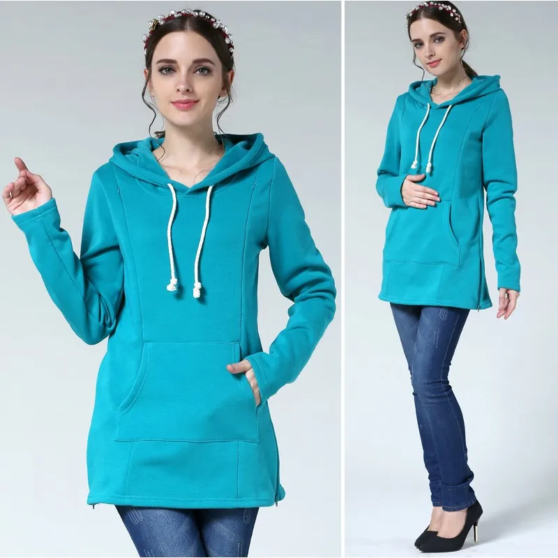 Autumn Winter Maternity Clothes Breastfeeding Tops Nursing Hoodies Thickened Warming Long Sleeve Pregnant Women Hoodie Sweater