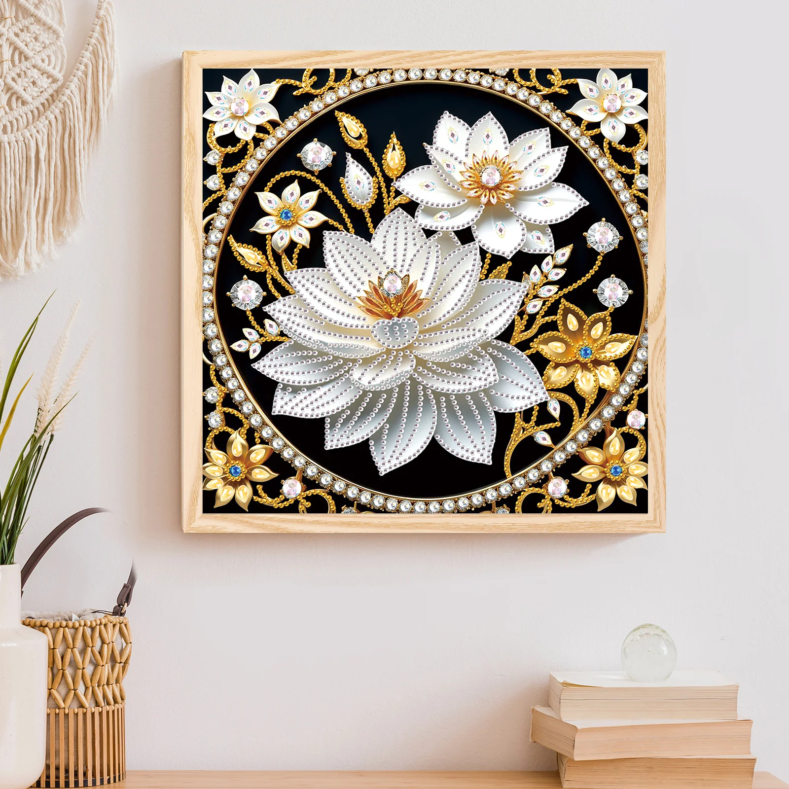 Lotus Special Shape Diamond Art Painting Kit for Adult Beginner,Crystal Diamond Special Shape Kit for Home Wall Decoration Gift view 5