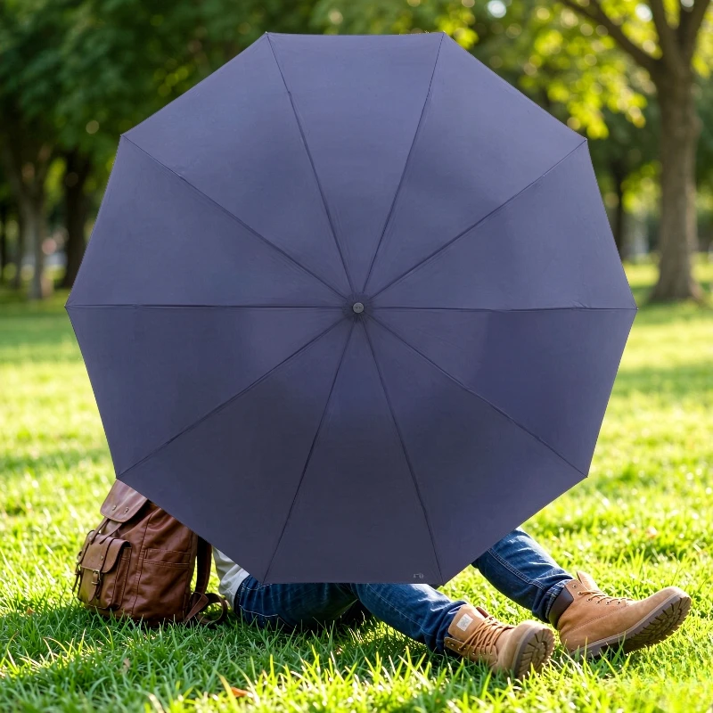 Oversized Folding Umbrella Windproof Strong Frame UV Protection Large Sun Rain Parasol for Couples Outdoor Travel 대형 접이식 우산