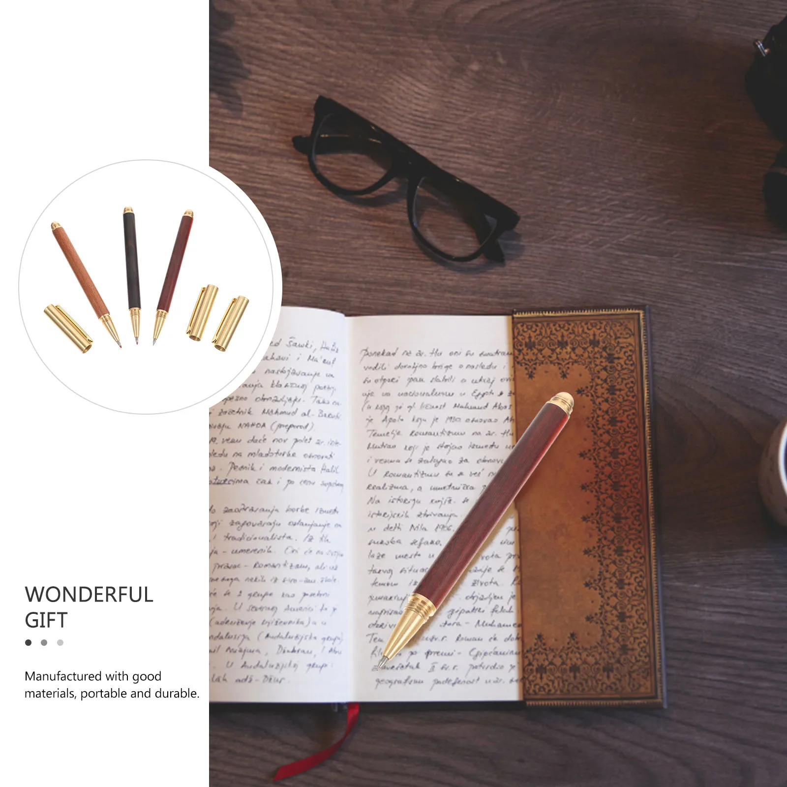 

3Pcs Wooden Fine Tip Gel Pen Set Smooth Writing Pens Portable Sign Pens Gift for Students Pen Kits for Woodturning