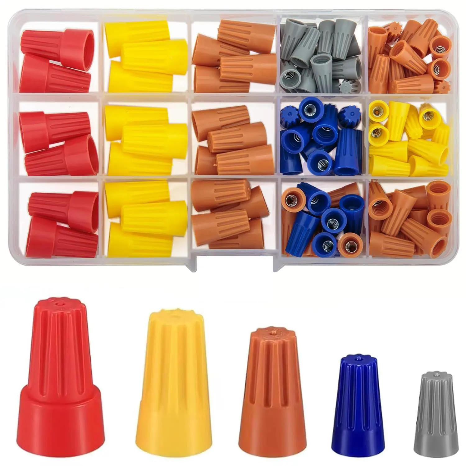 102 Pcs Wire Connector Nut Kit, PVC Insulated Steel Quick Connect Twist Caps, Electrical Wire Nuts Assortment with Springs