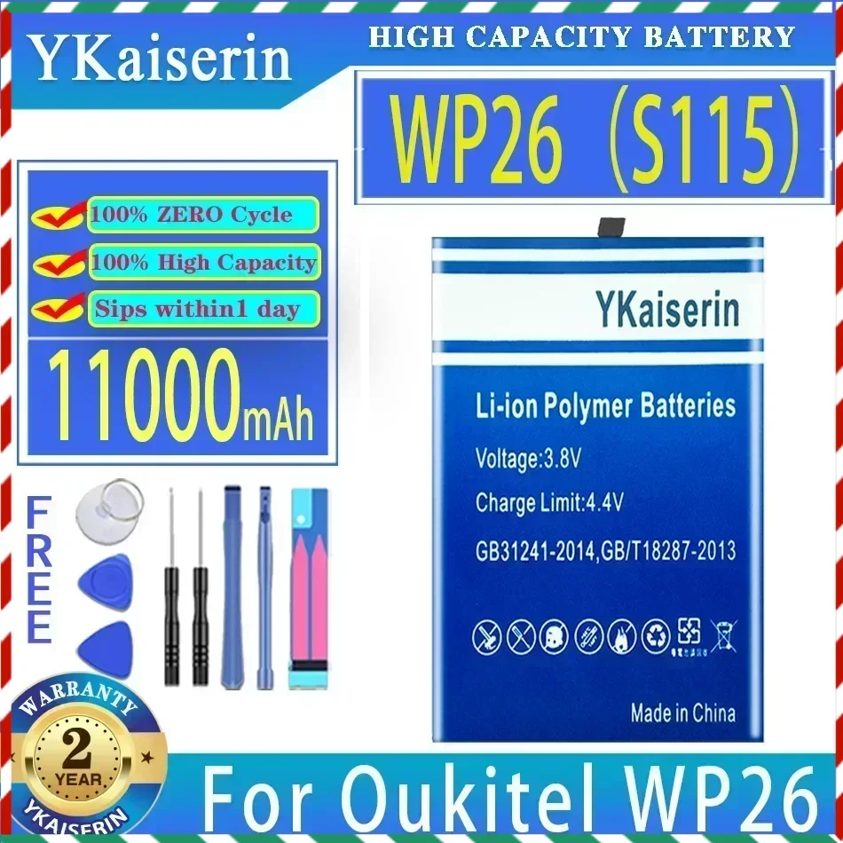 YKaiserin 11000mAh Replacement Battery WP26 (S115) For Oukitel WP26 Mobile Phone Batteries