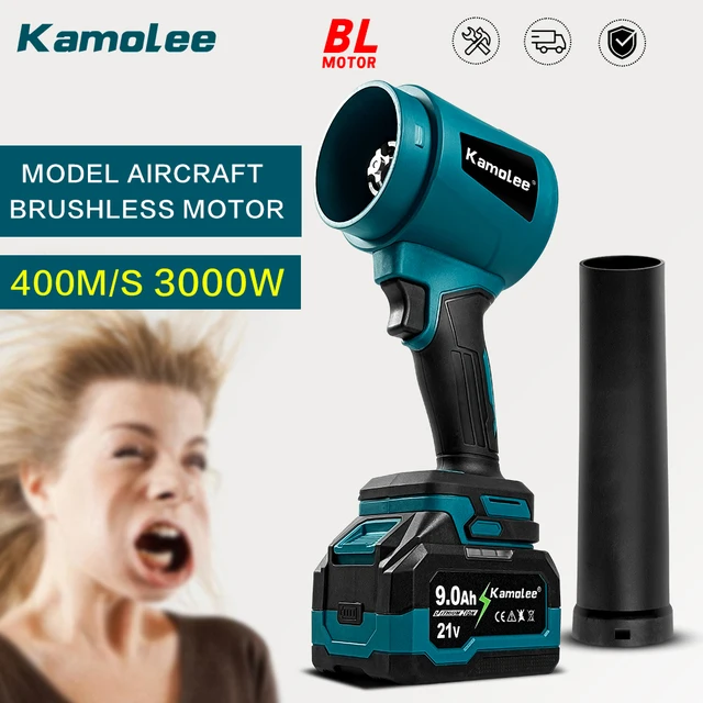 Kamolee 3000W Mocna bezszczotkowa elektryczna dmuchawa turbinowa o dużej prędkości 400M/S Ręczna mocna dmuchawa wodna / Pistolet do kurzu / Odśnieżarka / Elektronarzędzie / Kompatybilny z baterią Makita