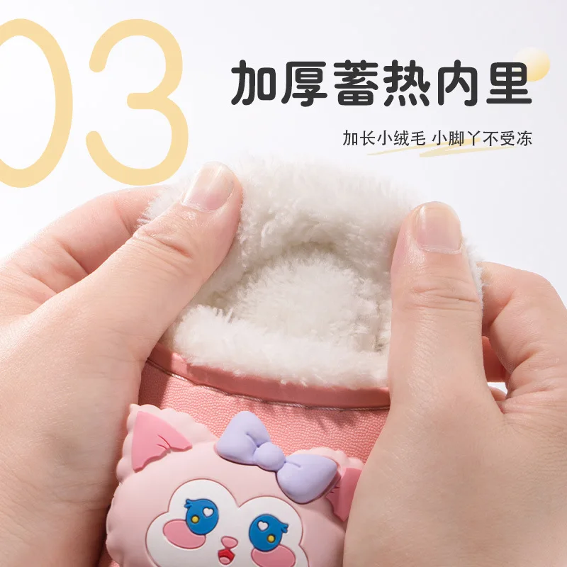 Winter Kid Baby Boy Girl Slippers Newborn Cartoon Bear Non-slip Home Indoors Shoes Thick Warm Children Plus Fleece Shoes Slipper