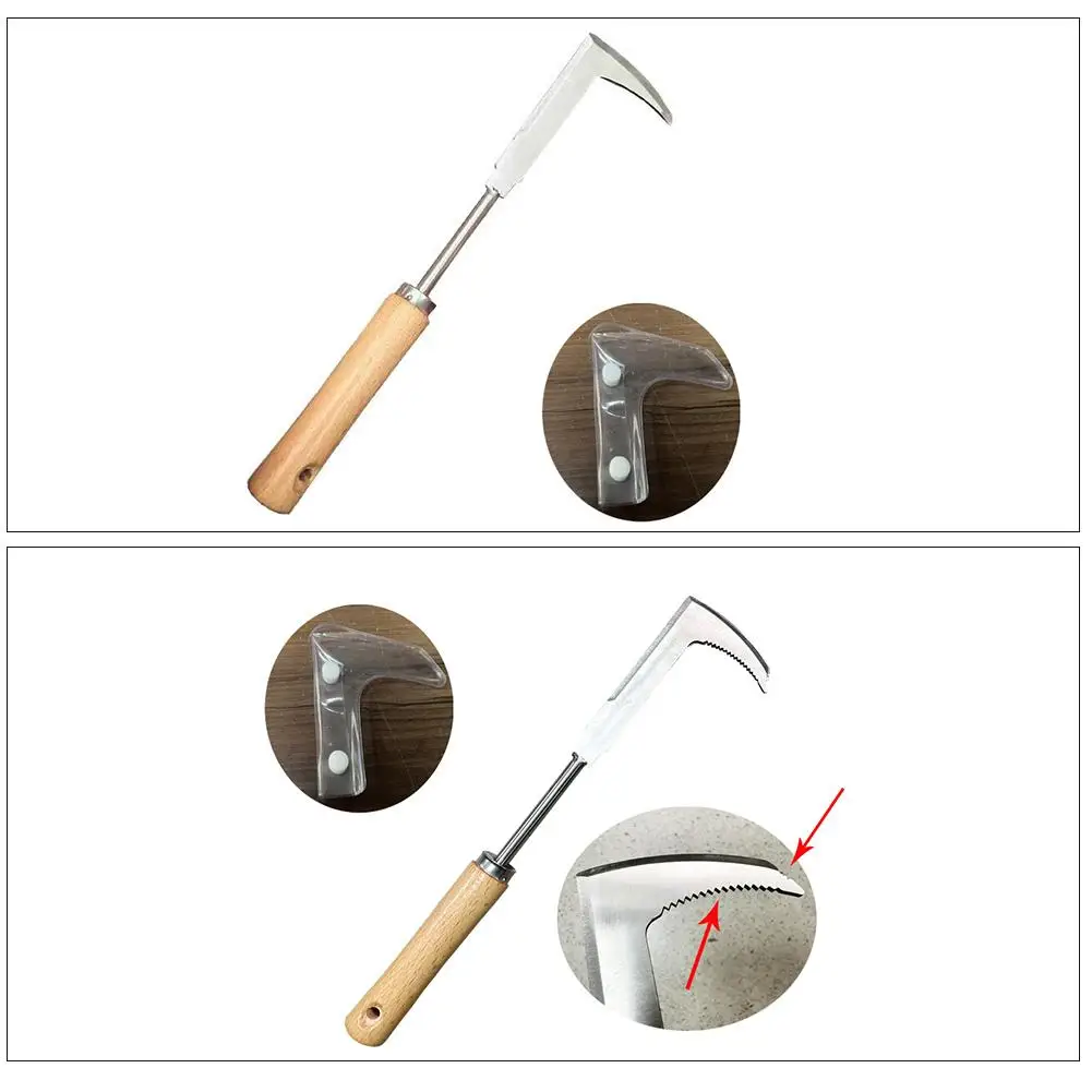 Imagem -05 - Manual Cortador de Grama Jardinagem Crack Weeder Fenda Tool L-shaped Sickle Weeding Tool Weeding Handle Lawn Patio L0w5 Aço Inoxidável