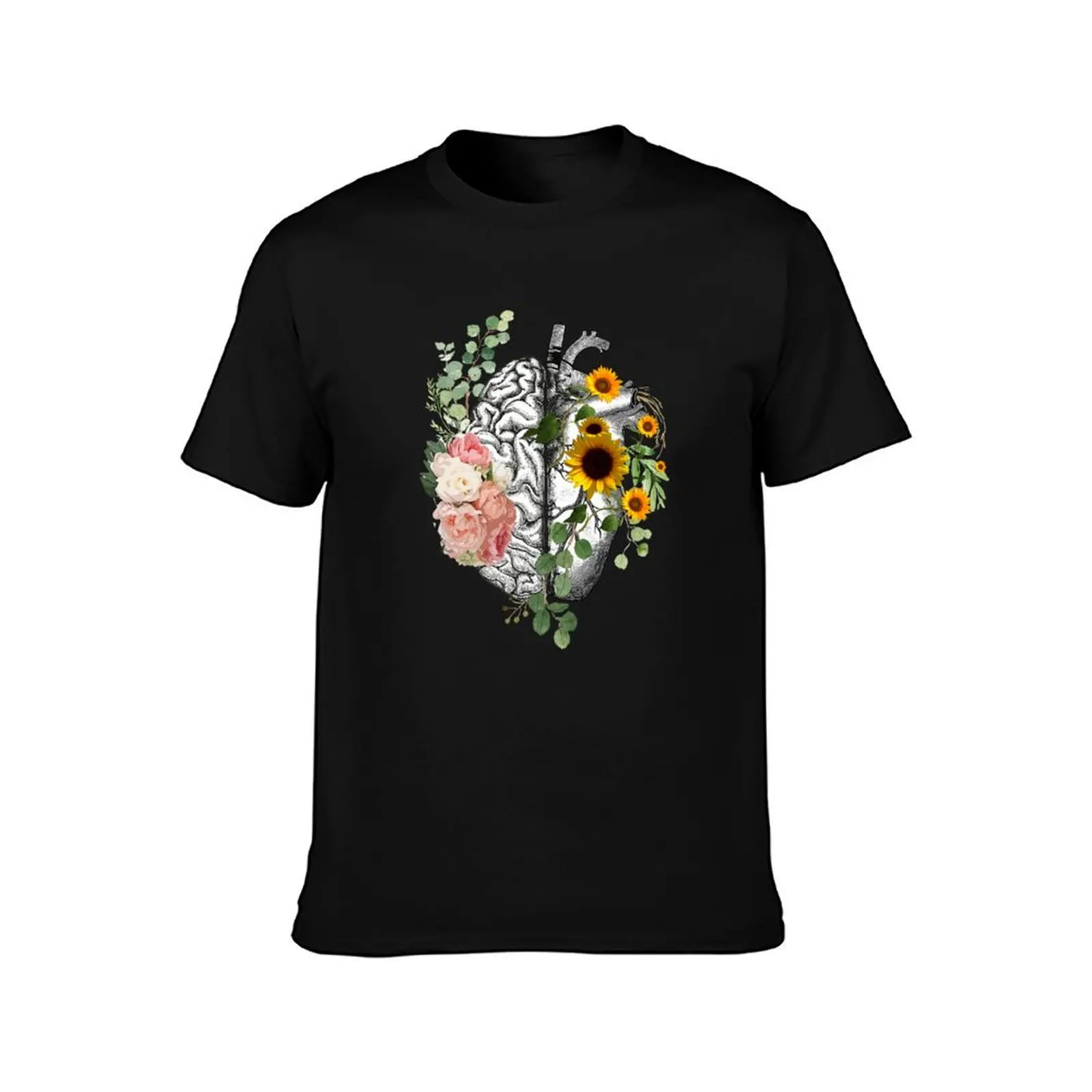 Right balance between head and heart, roses and sunflowers,watercolor T-Shirt Big and Tall Casual T-Shirt