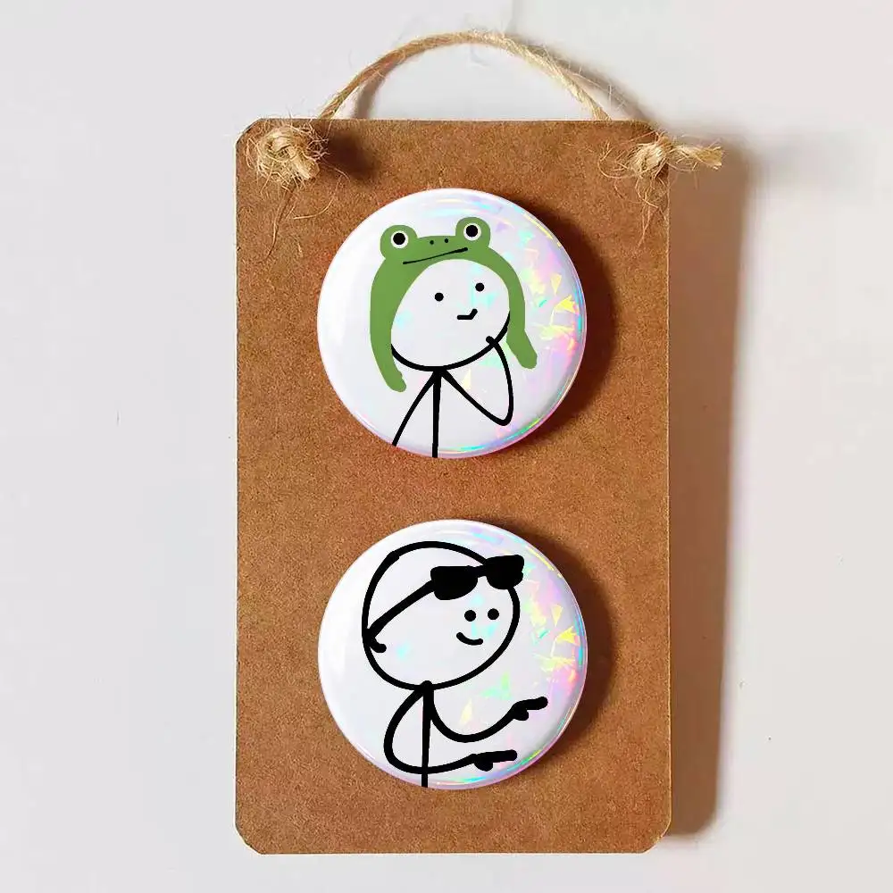 Stickman Cute Cool Round Pin Badge Set for Anime Game Music Cartoon Fans Backpack Denim Jacket Hat Decoration